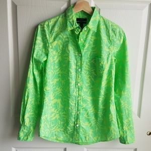 J Crew Green Tropical Floral Boy Shirt Top Size 0